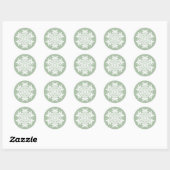 White Snowflake (Sage Pine) Ronde Sticker (Vel)