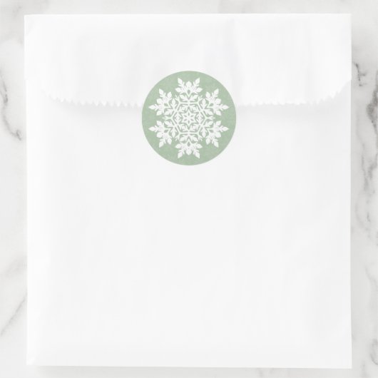 White Snowflake (Sage Pine) Ronde Sticker (Tas)