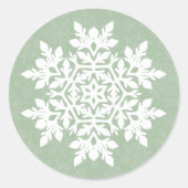 White Snowflake (Sage Pine) Ronde Sticker (Voorkant)