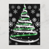 White Snowflake Silver Green Ribbon-kerstboom