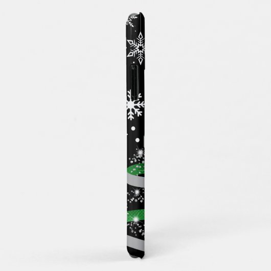 White Snowflake Silver Green Ribbon-kerstboom Case-Mate iPhone Case (Achterkant/rechts)