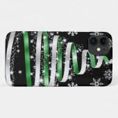 White Snowflake Silver Green Ribbon-kerstboom Case-Mate iPhone Case (Achterkant (horizontaal))