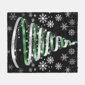 White Snowflake Silver Green Ribbon-kerstboom Fleece Deken (Voorkant (Horizontaal))