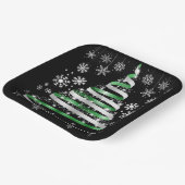 White Snowflake Silver Green Ribbon-kerstboom Papieren Bordje (Gebogen)