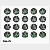 White Snowflake Silver Green Ribbon-kerstboom Ronde Sticker (Vel)