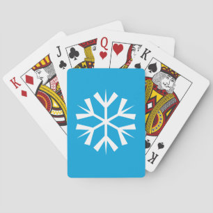 White Snowflake Symbol on Blue Background Pokerkaarten