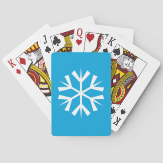 White Snowflake Symbol on Blue Background Pokerkaarten