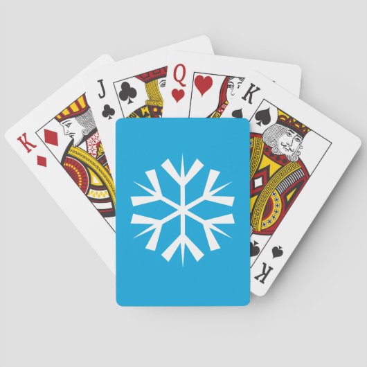 White Snowflake Symbol on Blue Background Pokerkaarten (Achterkant)