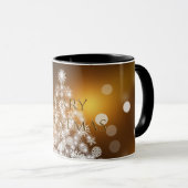 White Snowflake Tree Gold Kerstfeestdag Mok (Voorkant rechts)