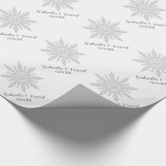 White Snowflake Winter Wedding Cadeaupapier (Hoek)