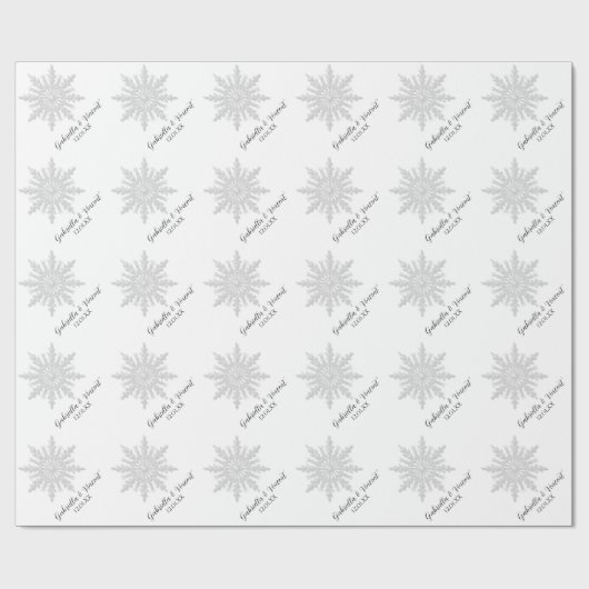 White Snowflake Winter Wedding Cadeaupapier (Vlak)