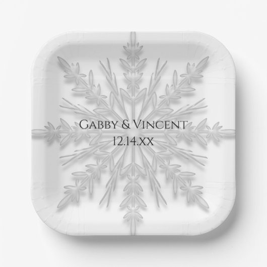 White Snowflake Winter Wedding Papieren Bordje (Voorkant)