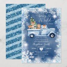 White Snowflake Woodland Animal Baby shower
