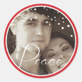 White Snowflake Your Photo Peace Holiday Kerstmis Ronde Sticker (Voorkant)