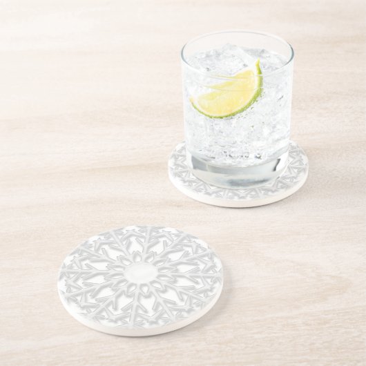 White Snowflake Zandsteen Onderzetter (Zijkant)