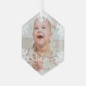White Snowflakes Baby Foto Glas Ornament (Voorkant links)