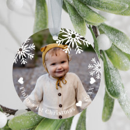 White Snowflakes Baby's eerste kerstfoto Keramisch Ornament
