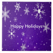 White Snowflakes Blue Backgrd Ceramic Photo Tile Tegeltje (Voorkant)