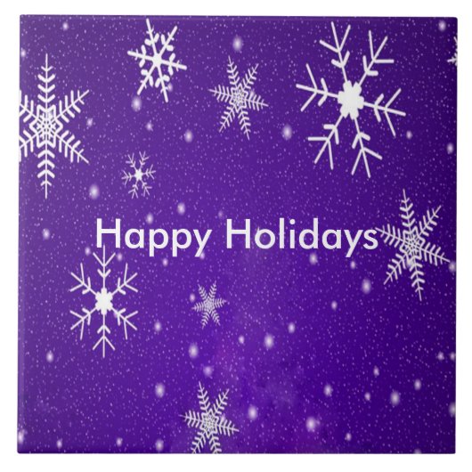 White Snowflakes Blue Backgrd Ceramic Photo Tile Tegeltje (Voorkant)