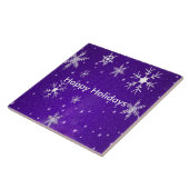 White Snowflakes Blue Backgrd Ceramic Photo Tile Tegeltje (Zijkant)