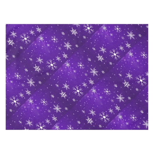 White Snowflakes Blue Background Cotton Tablecloth Tafelkleed (Voorkant (Horizontaal))
