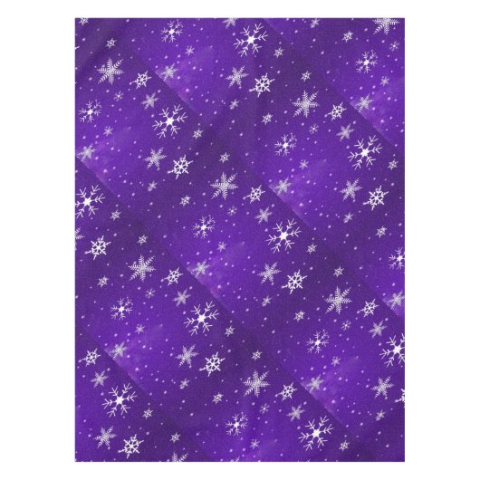 White Snowflakes Blue Background Cotton Tablecloth Tafelkleed (Voorkant)