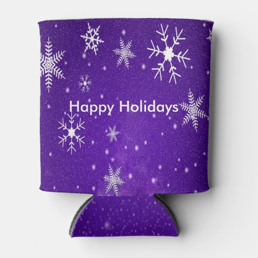 White Snowflakes Blue Background Koelbox Blikjeskoeler (Voorkant)