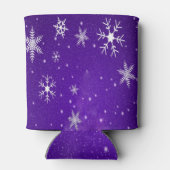 White Snowflakes Blue Background Koelbox Blikjeskoeler (Achterkant)