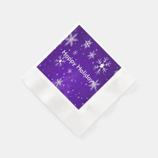 White Snowflakes Blue Bkgrd Cocktail Paper Napkins Servetten (Hoek)