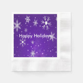 White Snowflakes Blue Bkgrd Cocktail Paper Napkins Servetten (Voorkant)