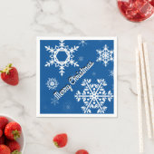 White Snowflakes Blue Paper Napkins Servet (Insitu)