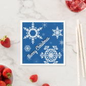 White Snowflakes Blue Paper Napkins Servet (Insitu)