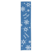 White Snowflakes Blue Table Runner Korte Tafelloper (Voorkant)