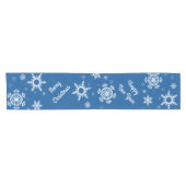 White Snowflakes Blue Table Runner Korte Tafelloper (Horizontaal)