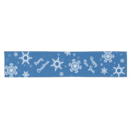 White Snowflakes Blue Table Runner Korte Tafelloper