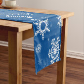 White Snowflakes Blue Table Runner Korte Tafelloper (Voorbeeld)
