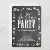 White Snowflakes Chalkboard Holiday Party Uitnodig Kaart (Voorkant)