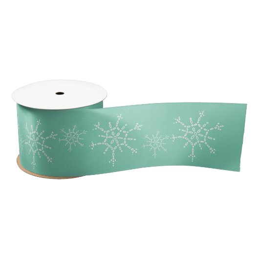 White Snowflakes Custom Color kerstlint Satijnen Lint (Spoel)