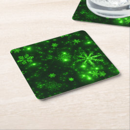 White Snowflakes Deep Green Paper Onderzetters
