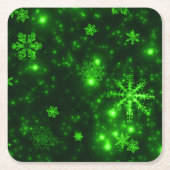 White Snowflakes Deep Green Paper Onderzetters (Voorkant)