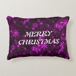 White Snowflakes Deep Paarse Background Pillow Accent Kussen