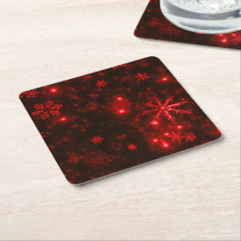 White Snowflakes Deep Red Backgred Paper Onderzett Kartonnen Onderzetters