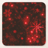 White Snowflakes Deep Red Backgred Paper Onderzett Kartonnen Onderzetters (Voorkant)