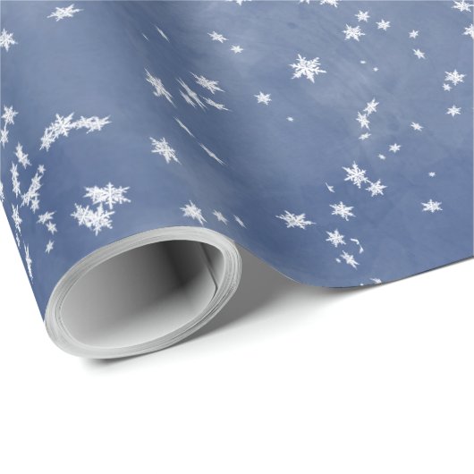 White Snowflakes Falling Winter Dusk Sky Cadeaupapier (Rol Hoek)