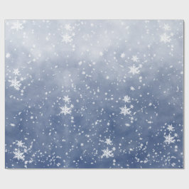White Snowflakes Falling Winter Dusk Sky Cadeaupapier