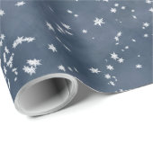 White Snowflakes Falling Winter Night Sky Cadeaupapier (Rol Hoek)