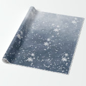 White Snowflakes Falling Winter Night Sky Cadeaupapier (Uitgerold)