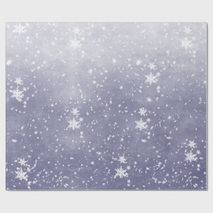 White Snowflakes Falling Winter Paars Sky Cadeaupapier