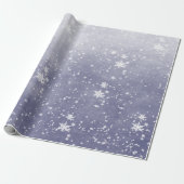 White Snowflakes Falling Winter Paars Sky Cadeaupapier (Uitgerold)