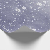 White Snowflakes Falling Winter Paars Sky Cadeaupapier (Hoek)